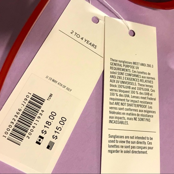 2 New Janie and Jack Sunglasses 2-4yr, block 100%UVB &100%UVA. Red round. Twins. - Picture 5 of 5